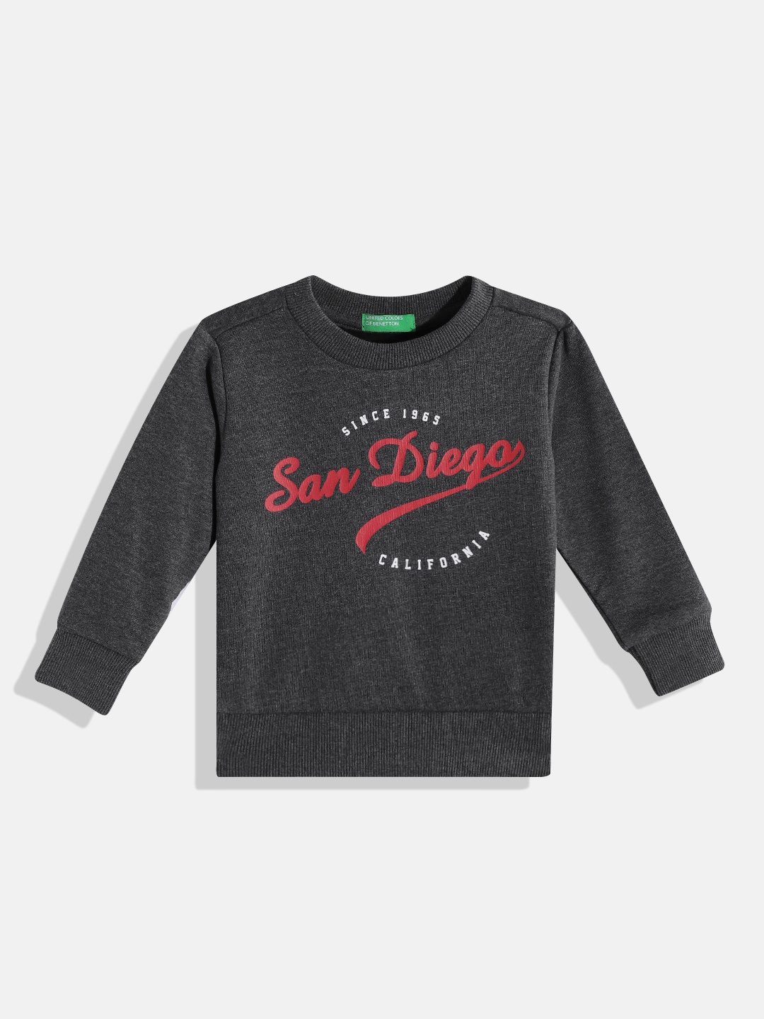 

United Colors of Benetton Boys Typography Printed Sweatshirt, Charcoal