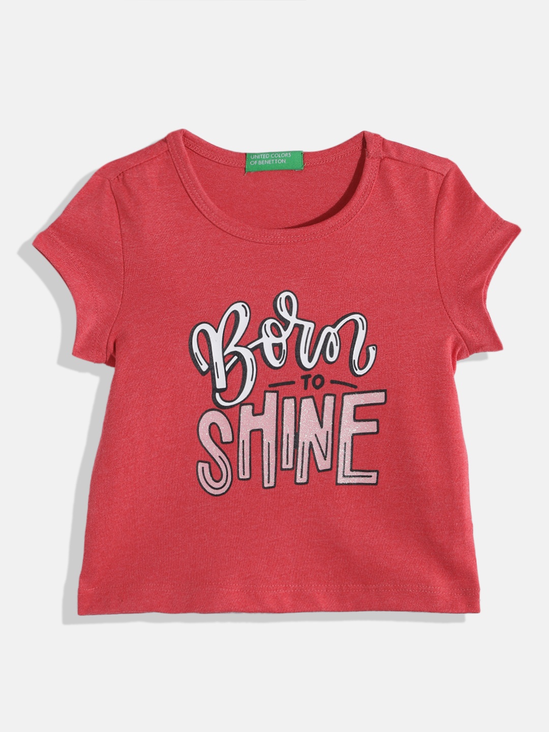 

United Colors of Benetton Girls Typography Printed T-shirt, Red