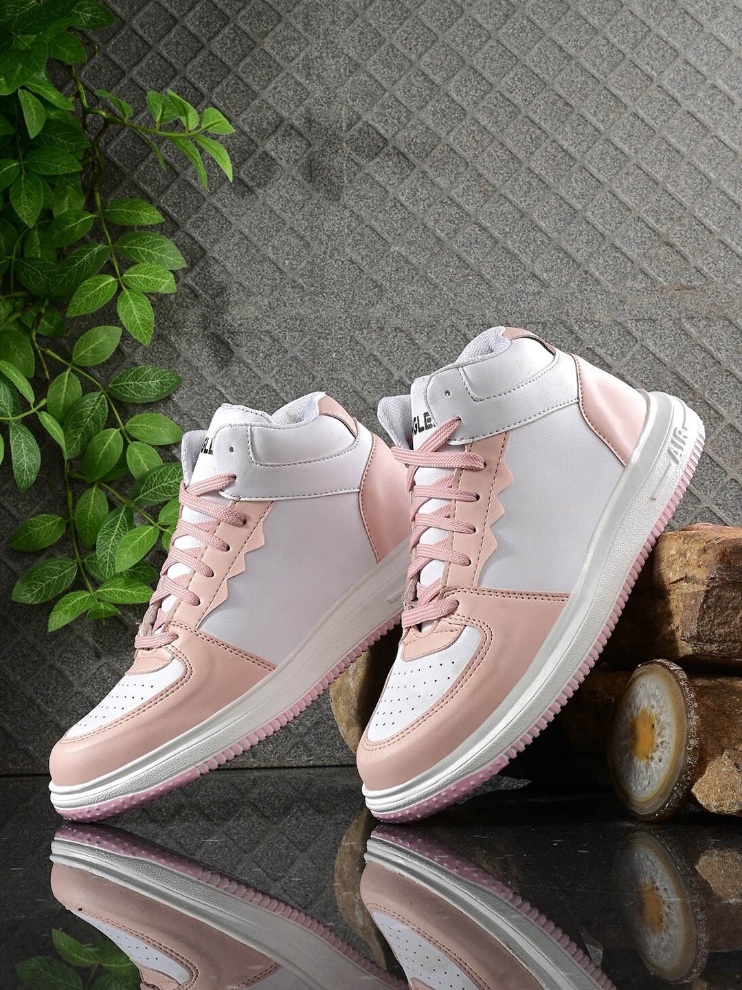

MENGLER Women Colourblocked Mid -Top Basics Sneakers, White