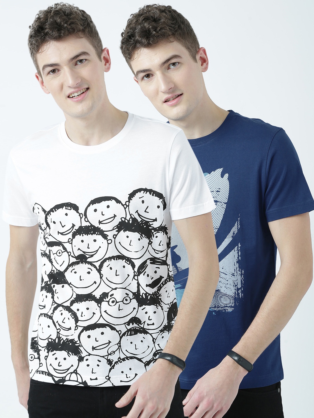 

Huetrap Men Pack of 2 Printed T-shirts, Navy blue