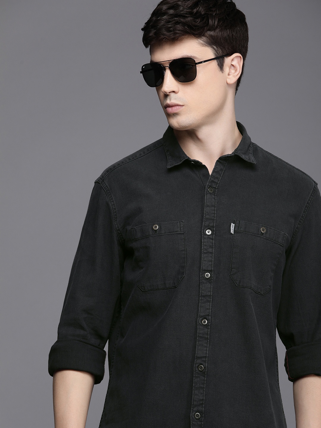 

Louis Philippe Jeans Men Slim Fit Opaque Casual Shirt, Black