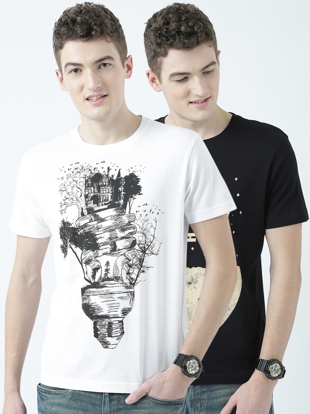 

Huetrap Men Pack of 2 T-Shirts, White
