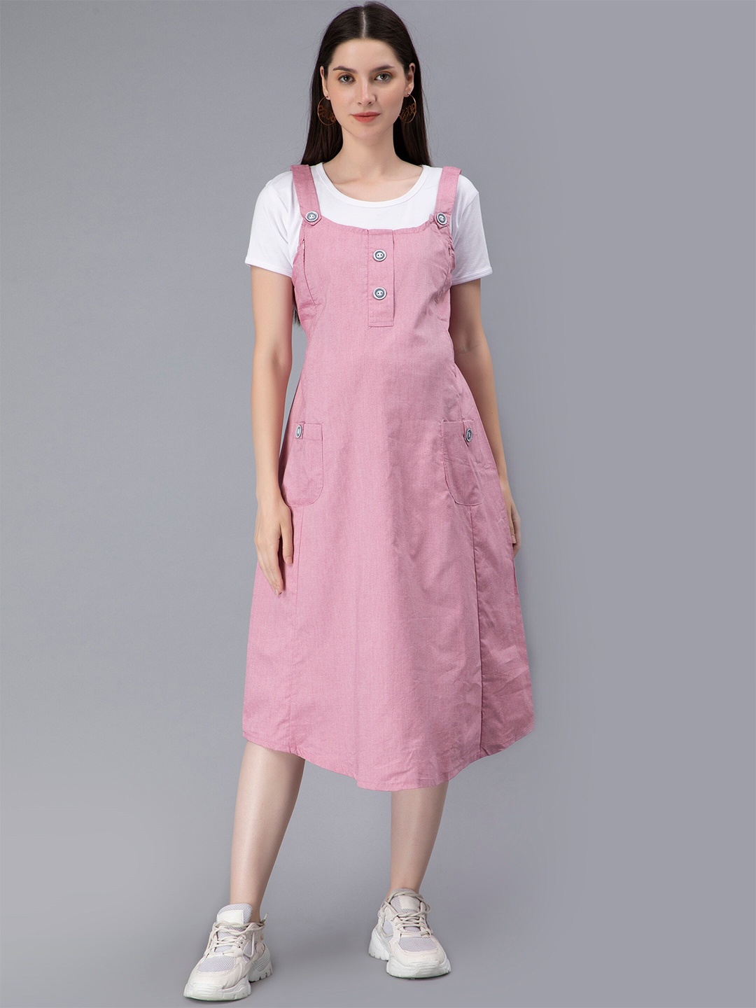 

NIGHTSPREE Maternity Feeding Pinafore Midi Dress, Maroon