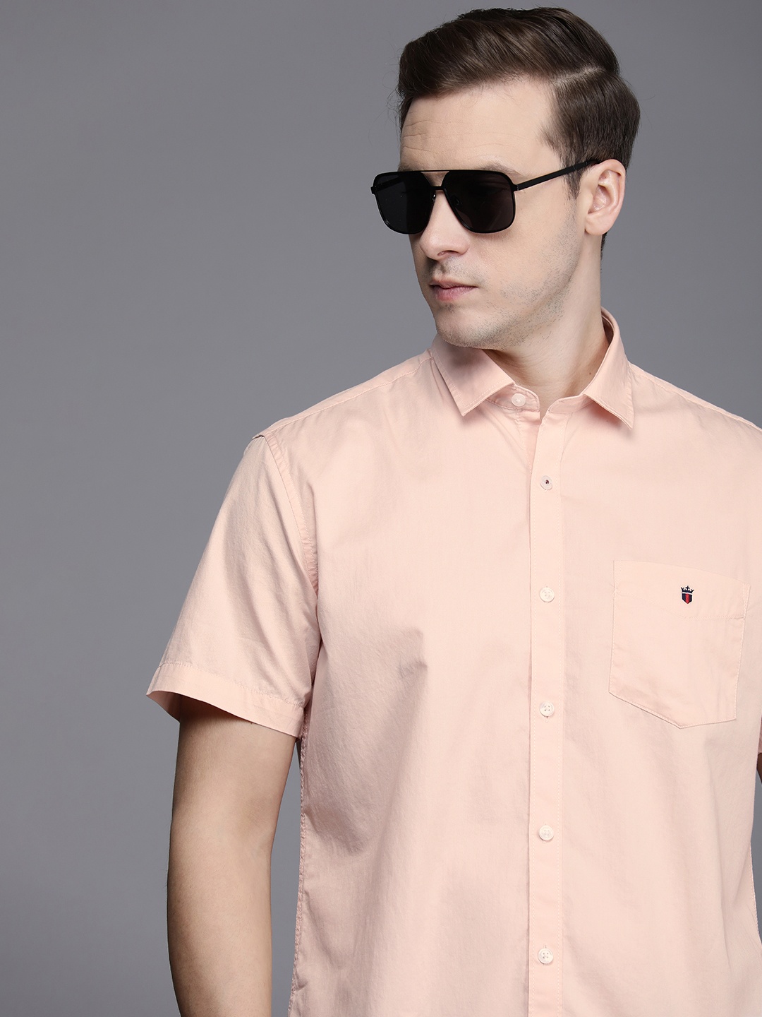 

Louis Philippe Sport Slim Fit Solid Pure Cotton Casual Shirt, Pink
