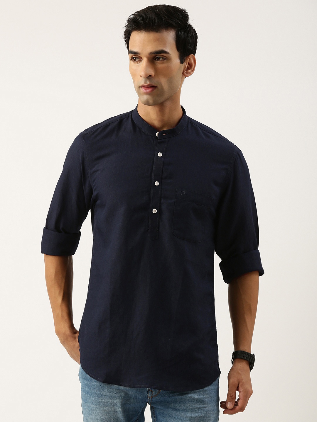 

Peter England Men Slim Fit Opaque Casual Shirt, Navy blue