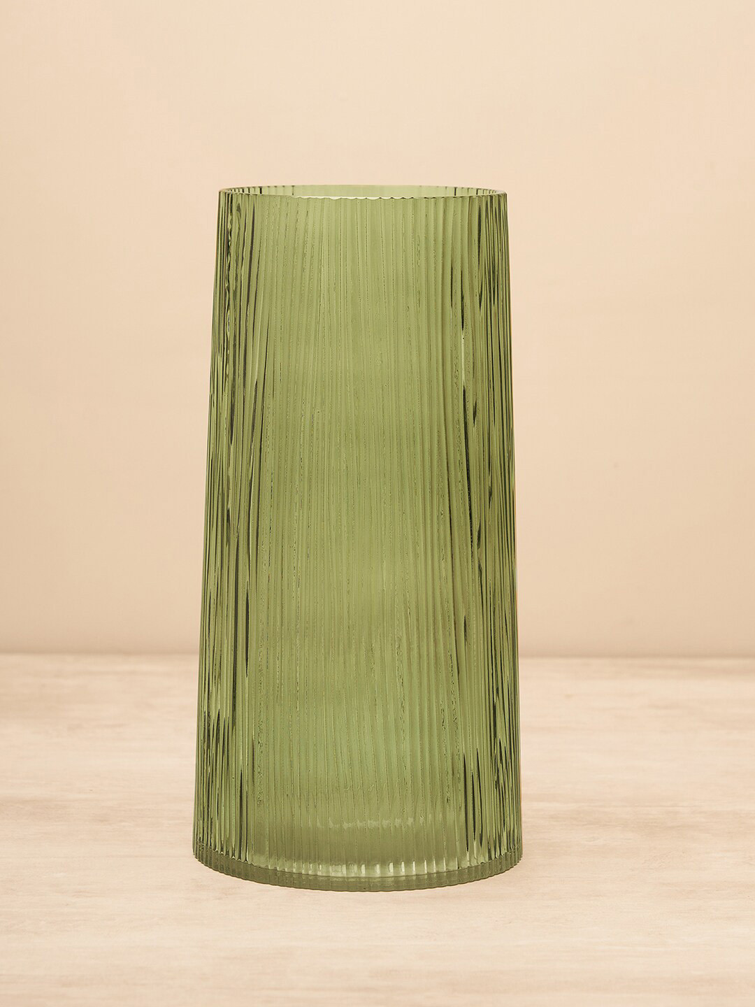 

Pure Home and Living Green Ribbed Glass Vase