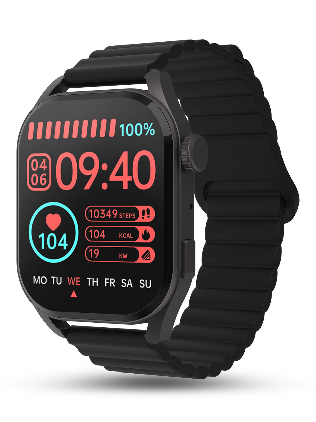 

pebble Vogue 1.96" Amoled Display, Luxury Magnetic Strap, BT Calling, Rotating Crown, Black
