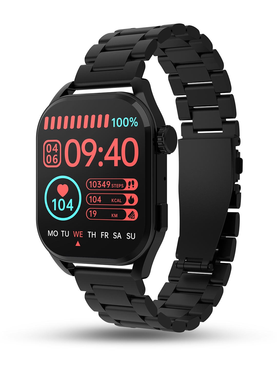 

pebble Vogue 1.96" Amoled Always On Display, Luxury Metal, BT Calling, Rotating Crown, Black