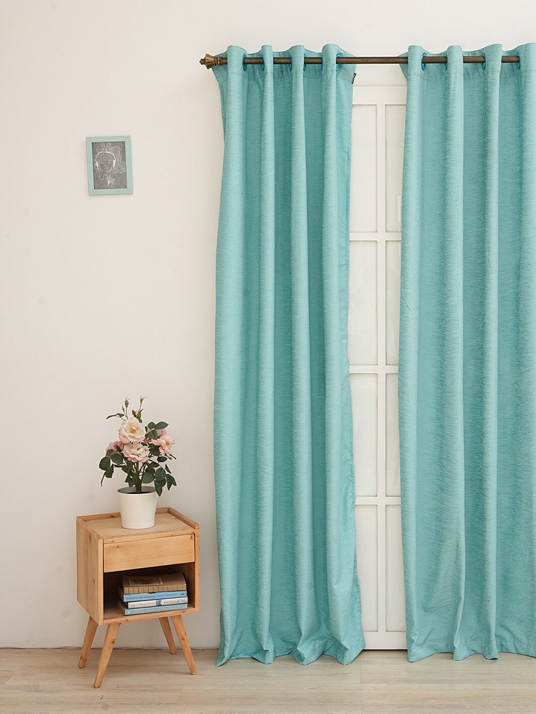 

Ariana Blue Room Darkening Long Door Curtain