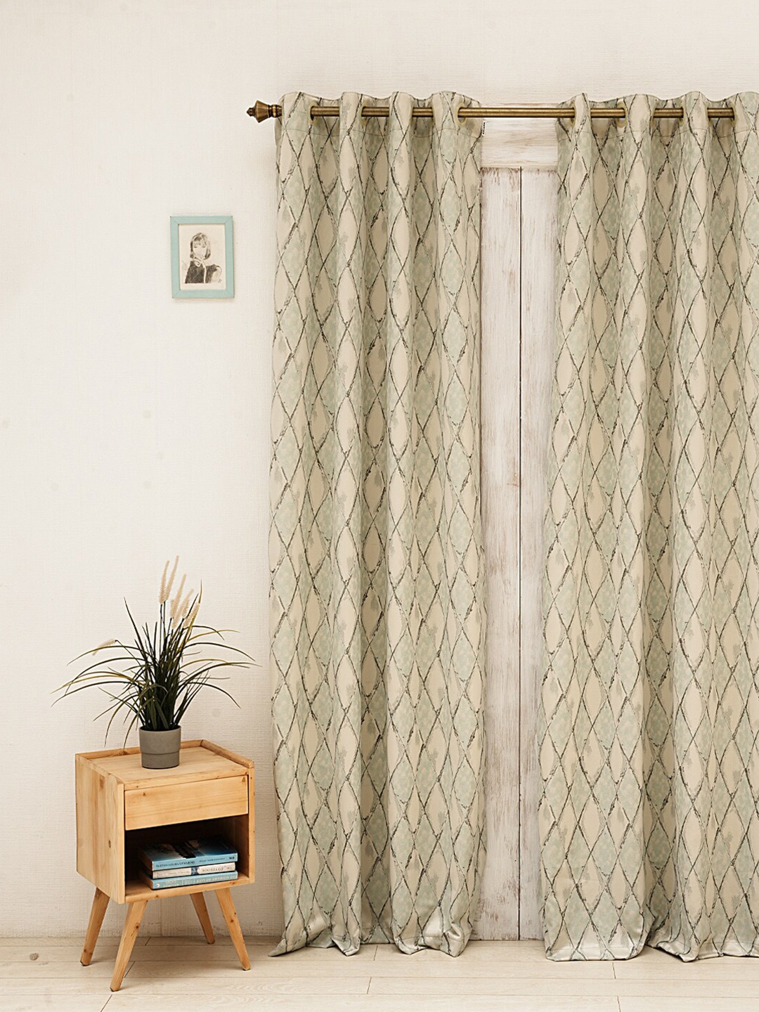 

Ariana Grey Geometric Room Darkening Long Door Curtain