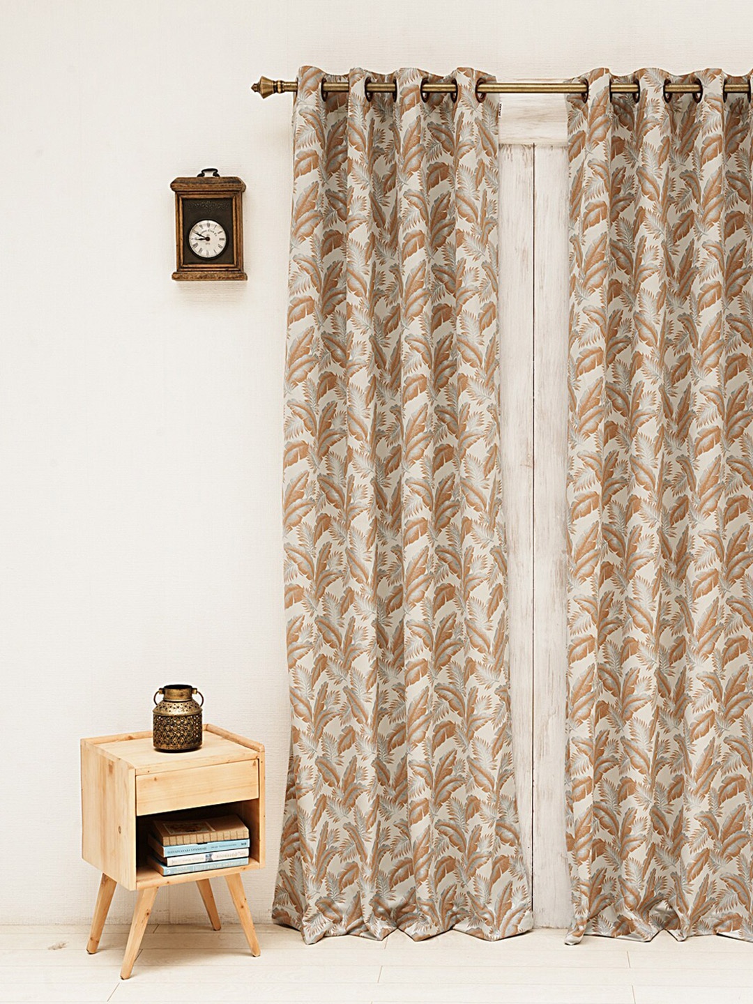 

Ariana Rust & Off White Tropical Room Darkening Long Door Curtain