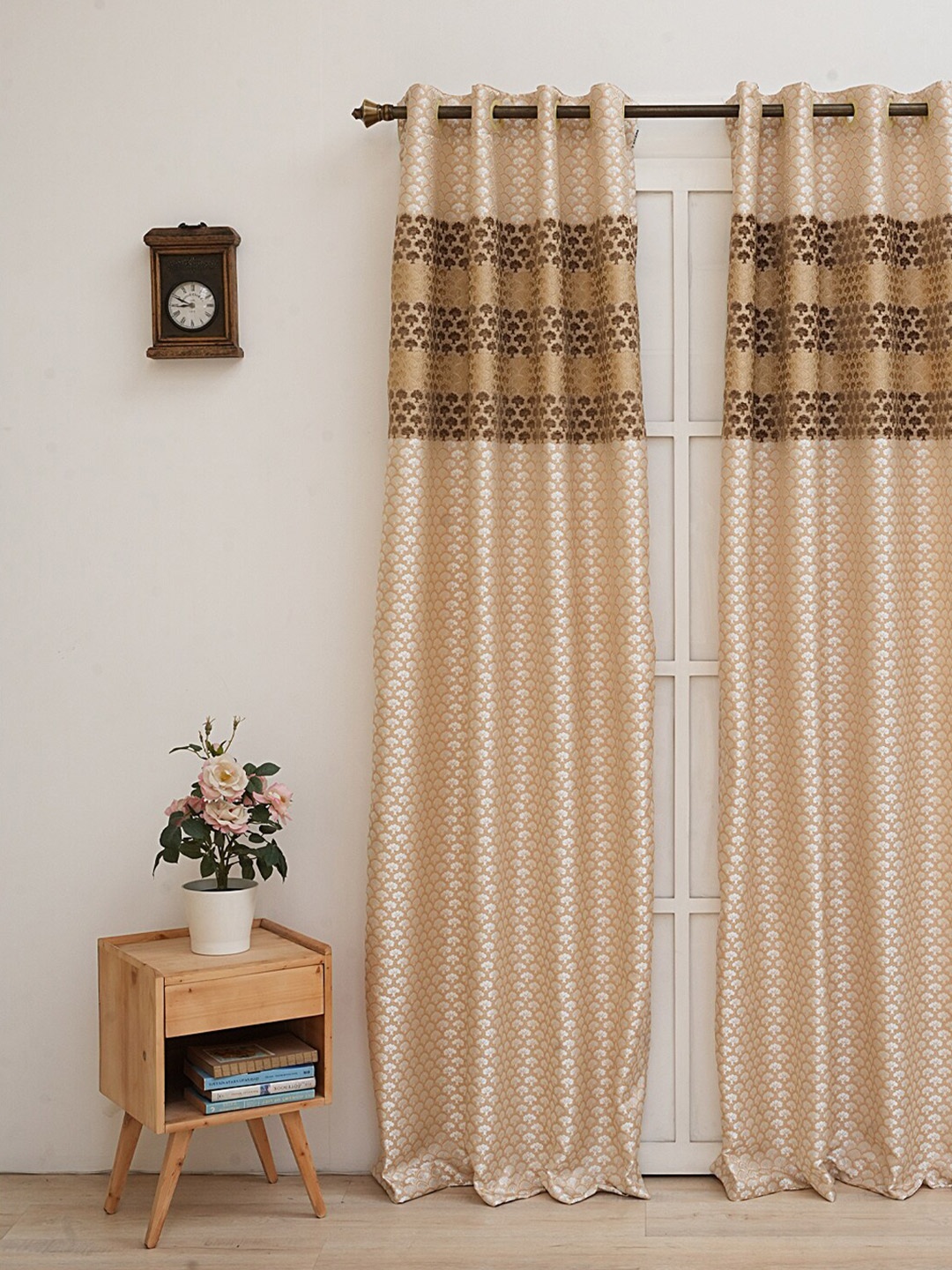 

Ariana Beige & White Ethnic Motifs Room Darkening Long Door Curtain