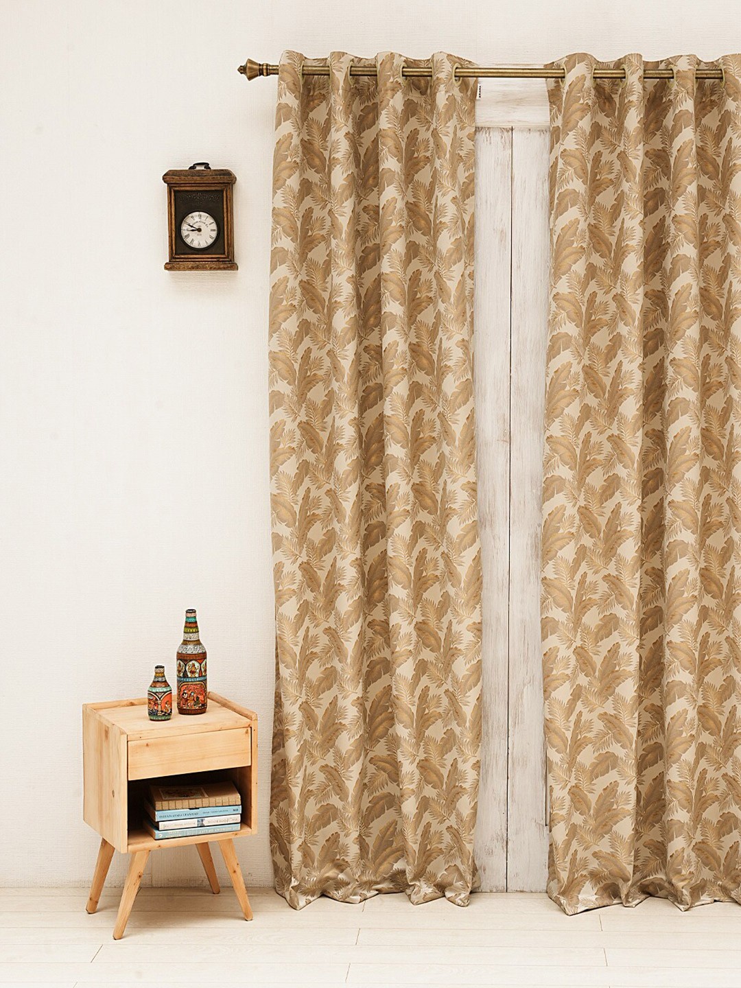 

Ariana Gold-Toned & White Tropical Room Darkening Door Curtain