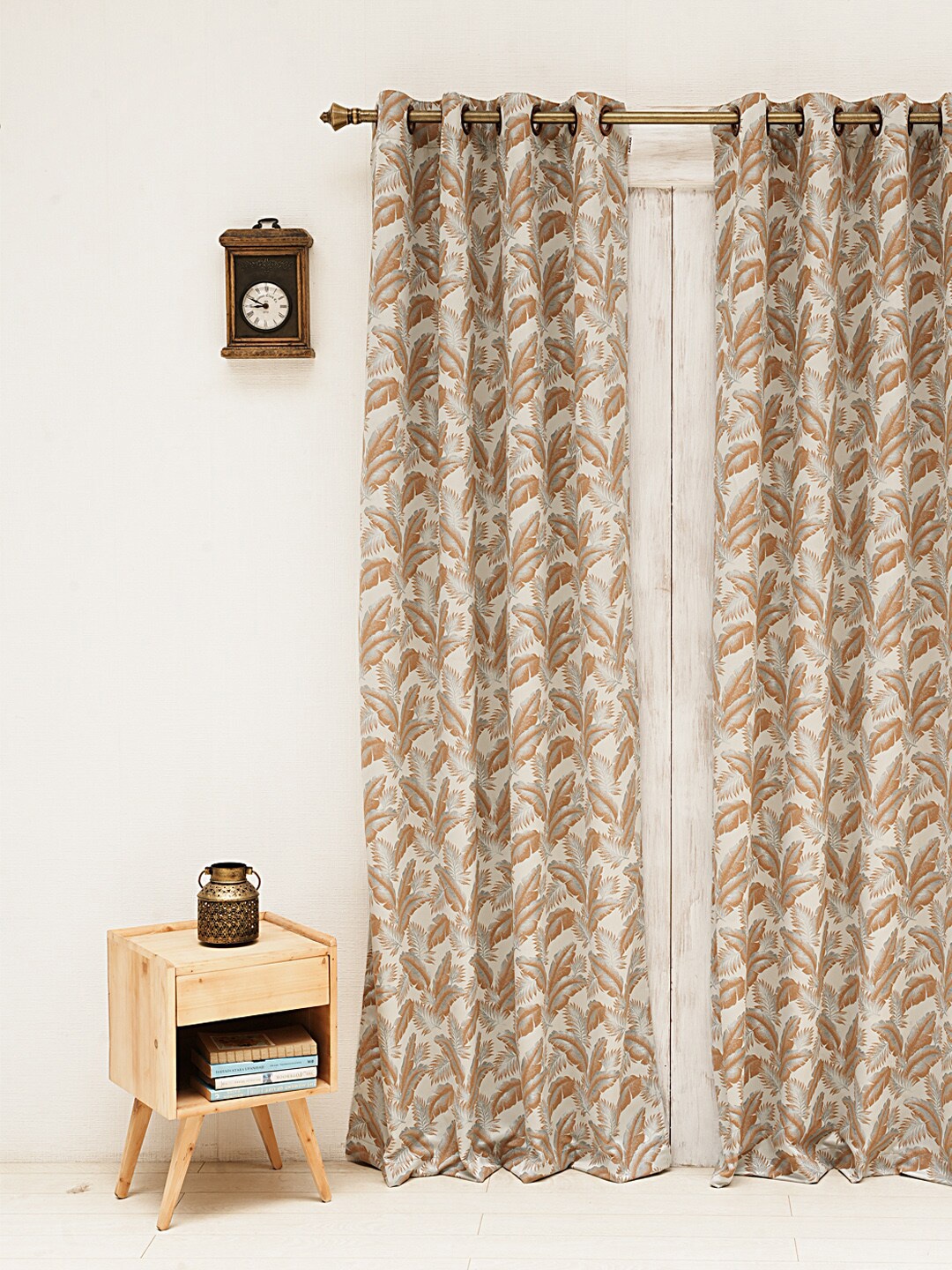

Ariana Rust & White Floral Printed Room Darkening Door Curtain