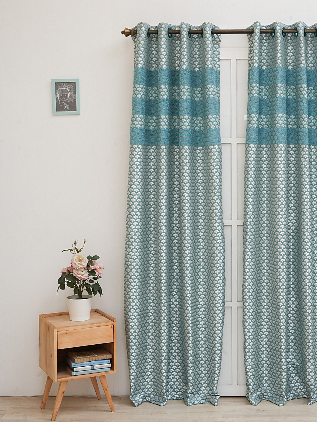 

Ariana Blue & White Ethnic Motifs Room Darkening Door Curtain