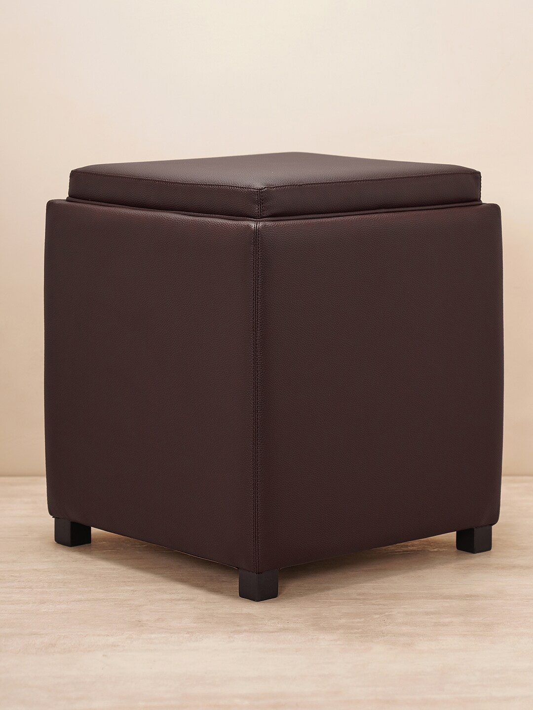 

Pure Home and Living Brown Faux Leather Pouffe With Storage Ottomans