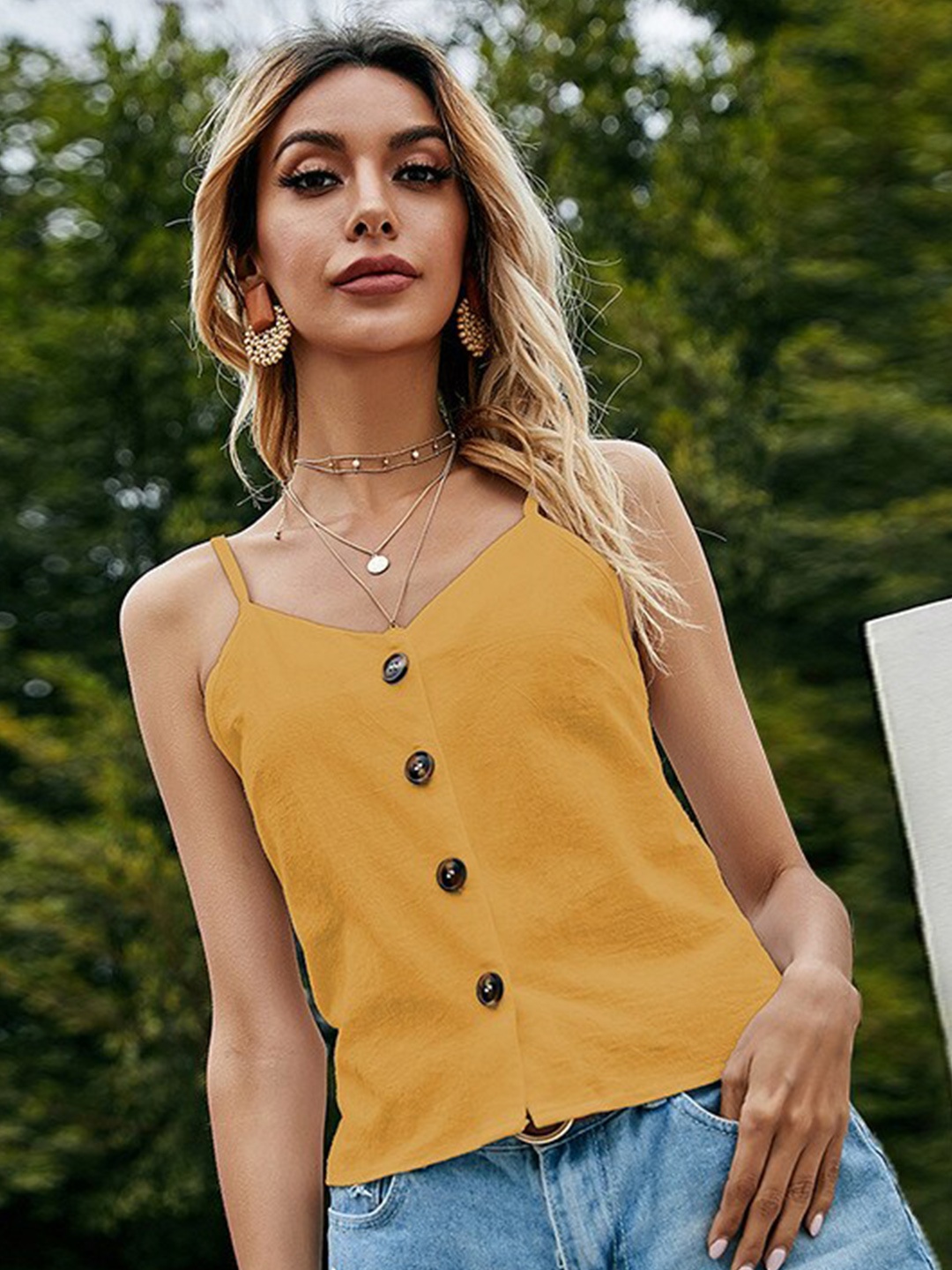 

StyleCast Yellow Shoulder Straps Top