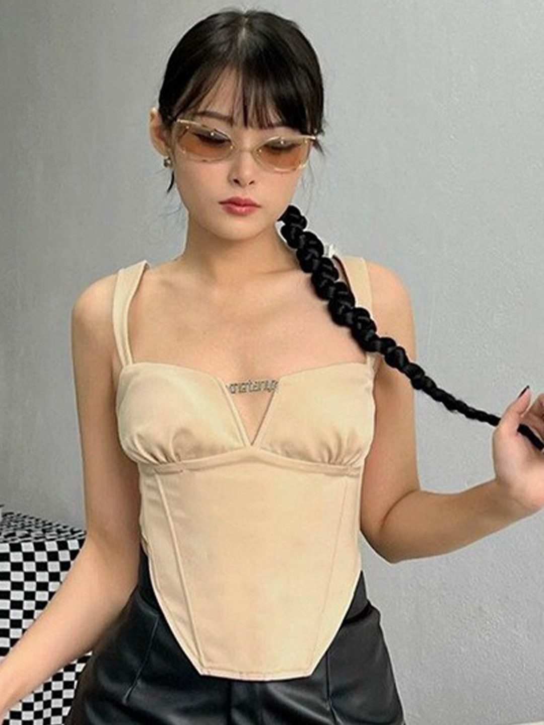 

BoStreet Beige Shoulder Straps Tube Top