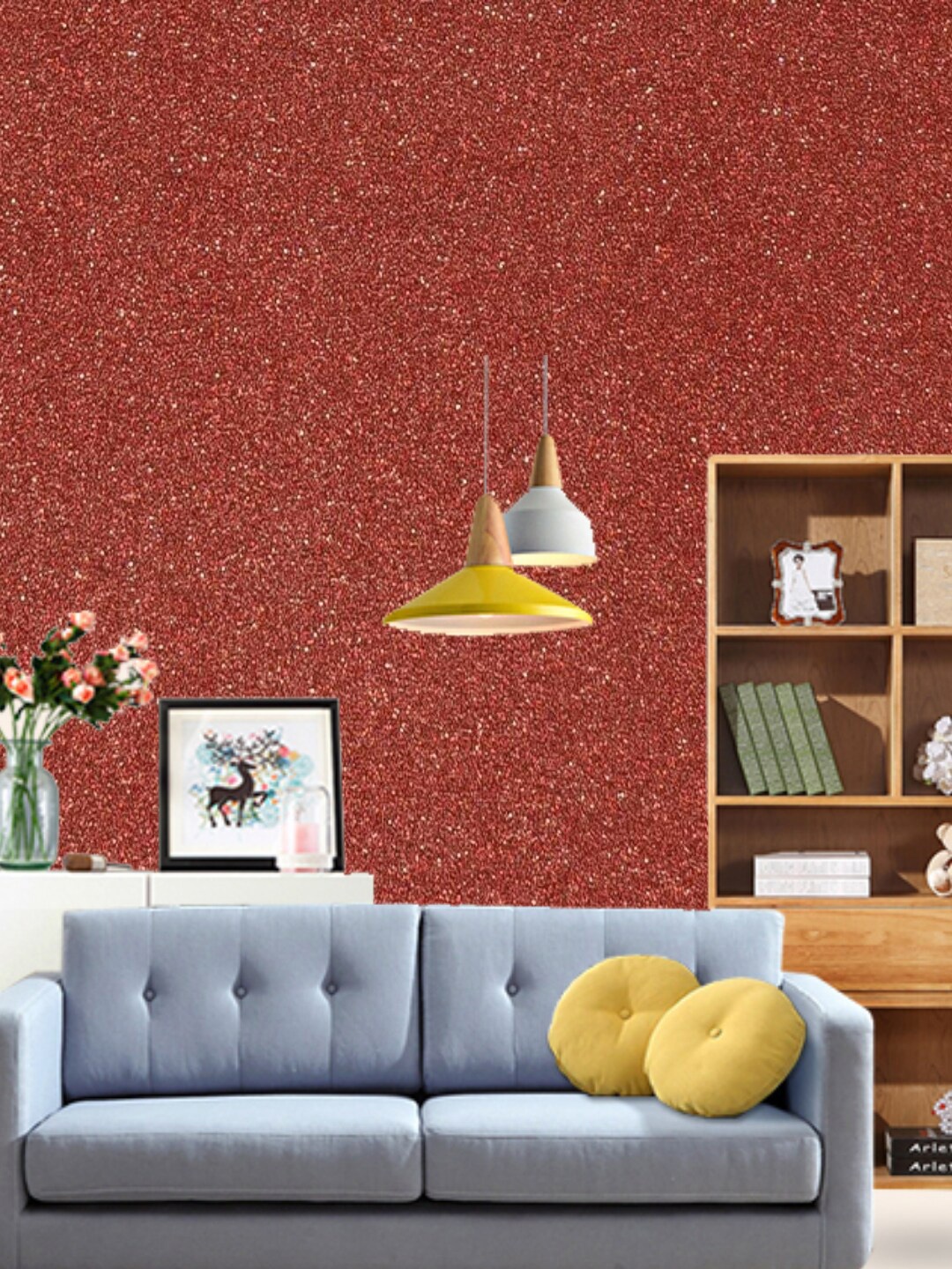

Jaamso Royals Red Glittery Effect Vinyl Self Adhesive Wallpaper