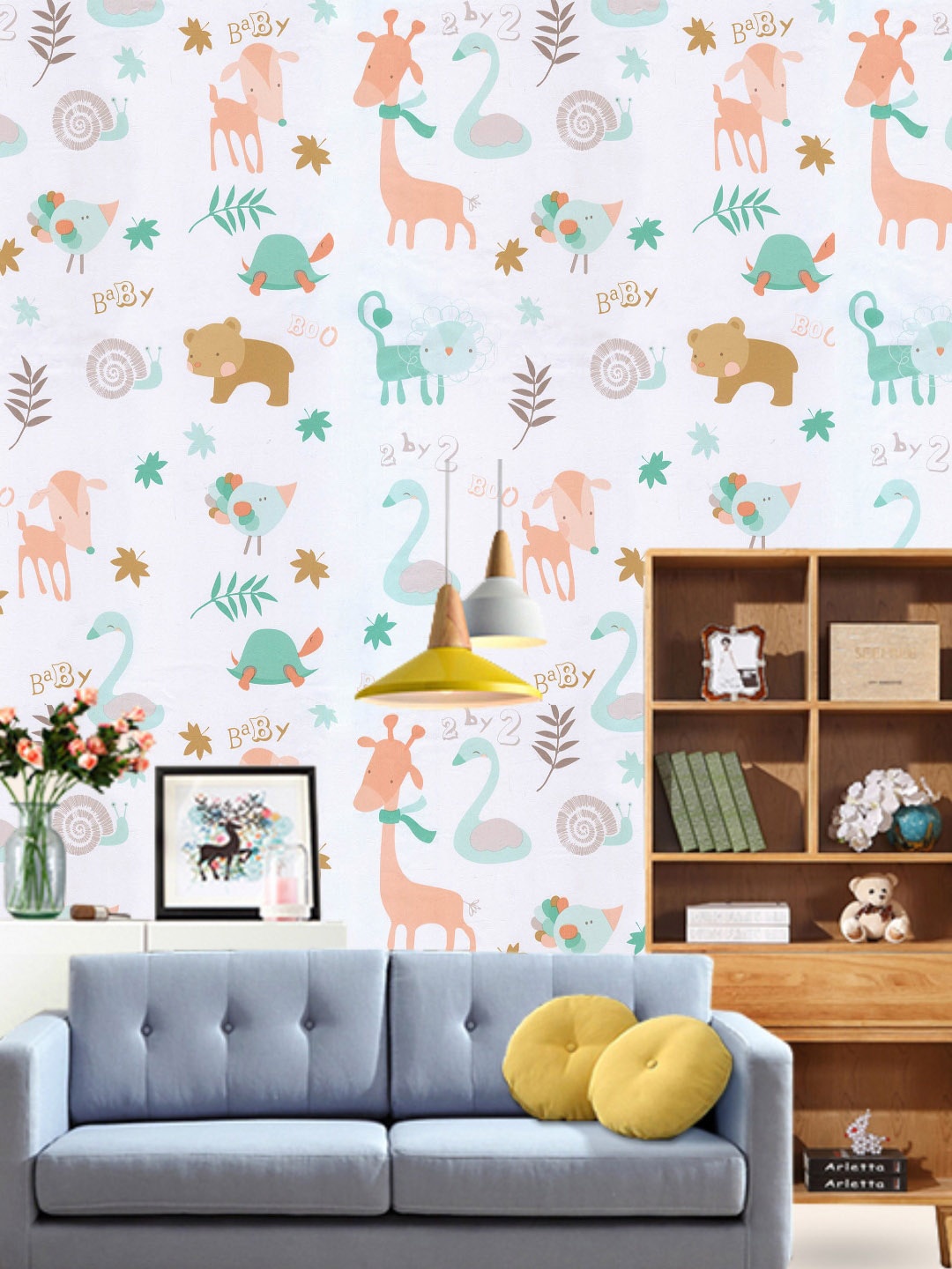

Jaamso Royals White Conversational Print Self Adhesive Wallpaper