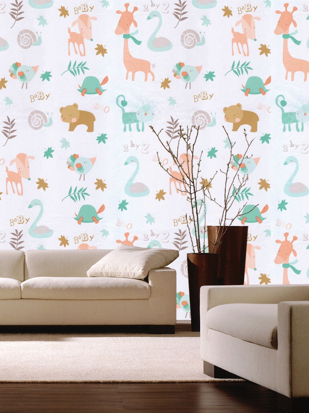 

Jaamso Royals Conversational Print Self Adhesive Wallpaper, White