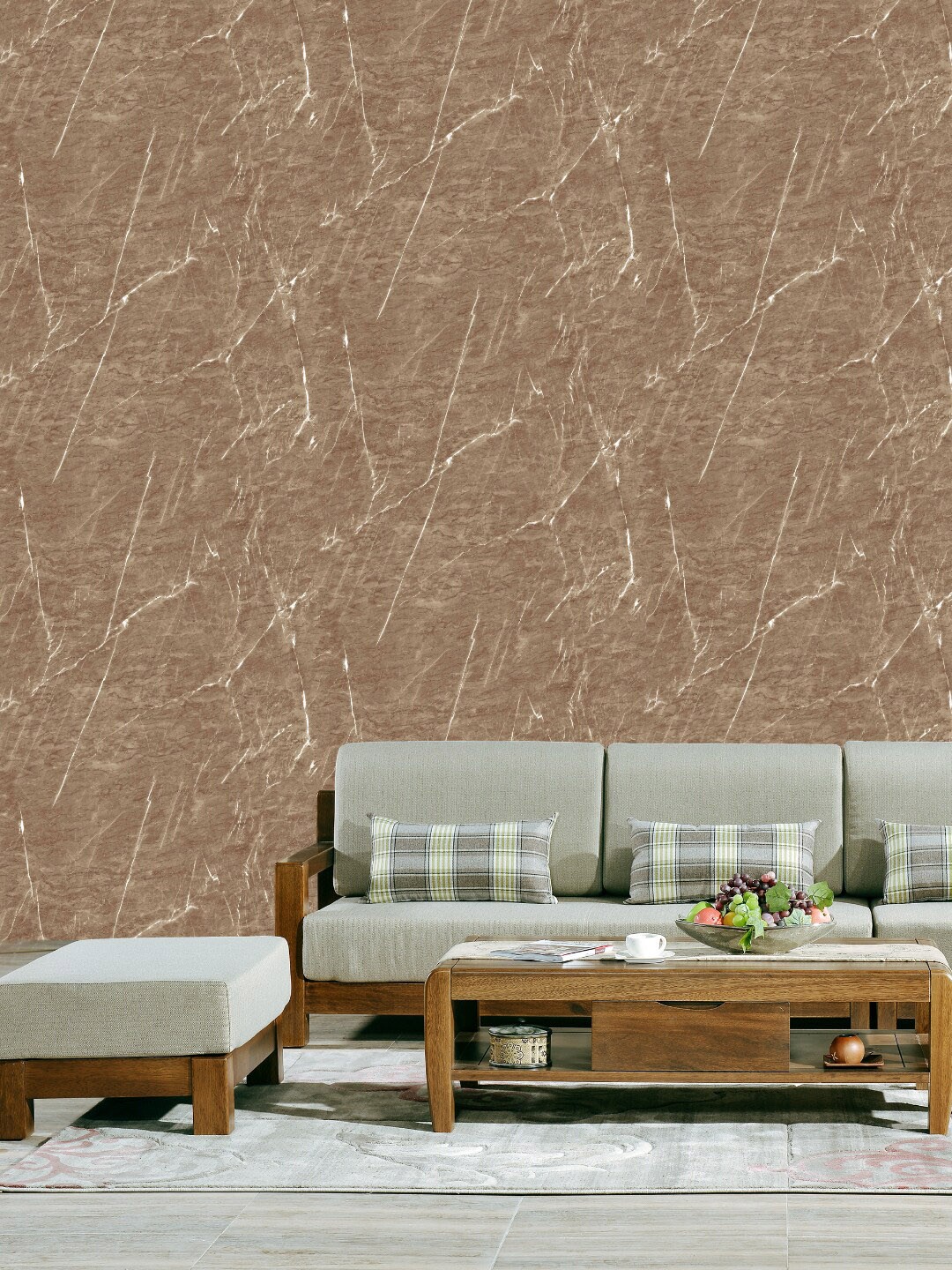 

Jaamso Royals Brown & White Lining Matte Vinyl Self Adhesive Wallpaper