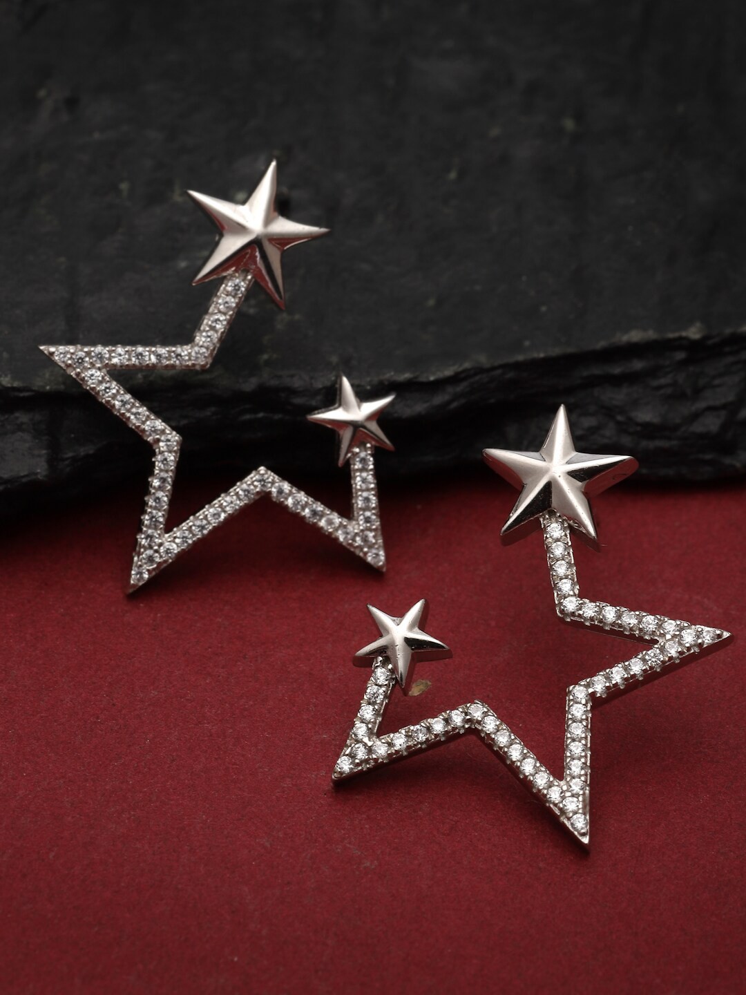 

Pissara by Sukkhi 925 Sterling Silver Star Shaped Cubic Zirconia Studs Earrings