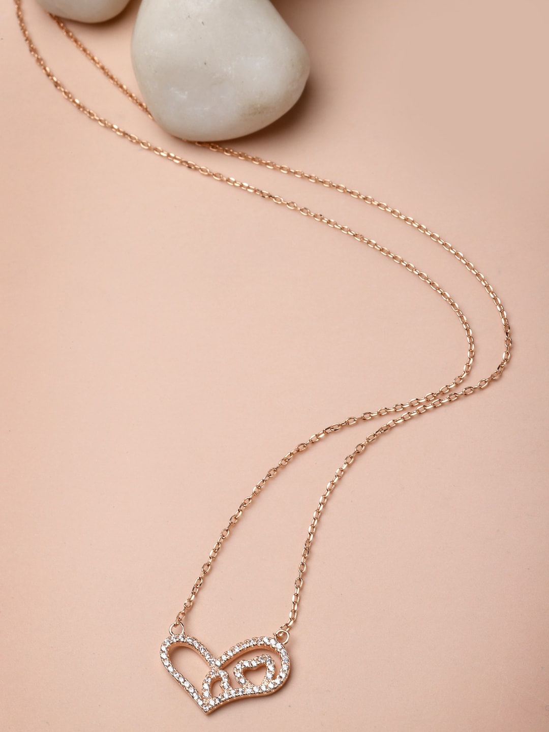 

Pissara by Sukkhi Rose Gold-Plated CZ-Studded Pendant & Chain