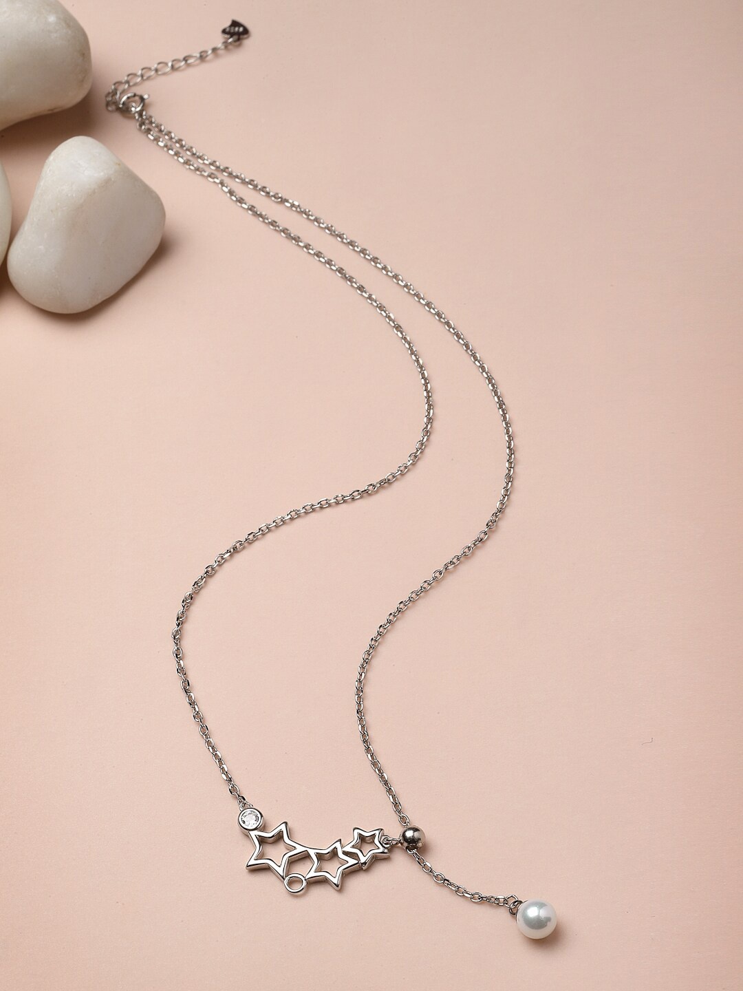 

Pissara by Sukkhi 925 Sterling Silver Rhodium-Plated CZ-Studded Pendant With Chain