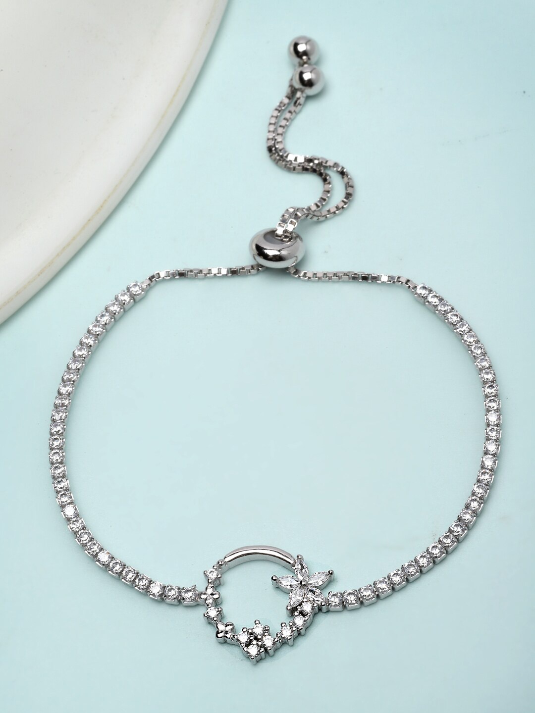

Pissara by Sukkhi Women 925 Sterling Silver Cubic Zirconia Charm Bracelet