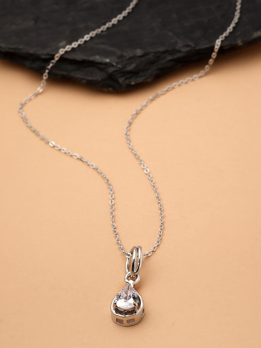 

Pissara by Sukkhi 925 Sterling Silver CZ-Studded Pendant With Chain
