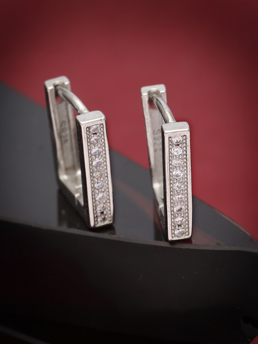 

Pissara by Sukkhi Rhodium-Plated Square Hoop Earrings, Silver
