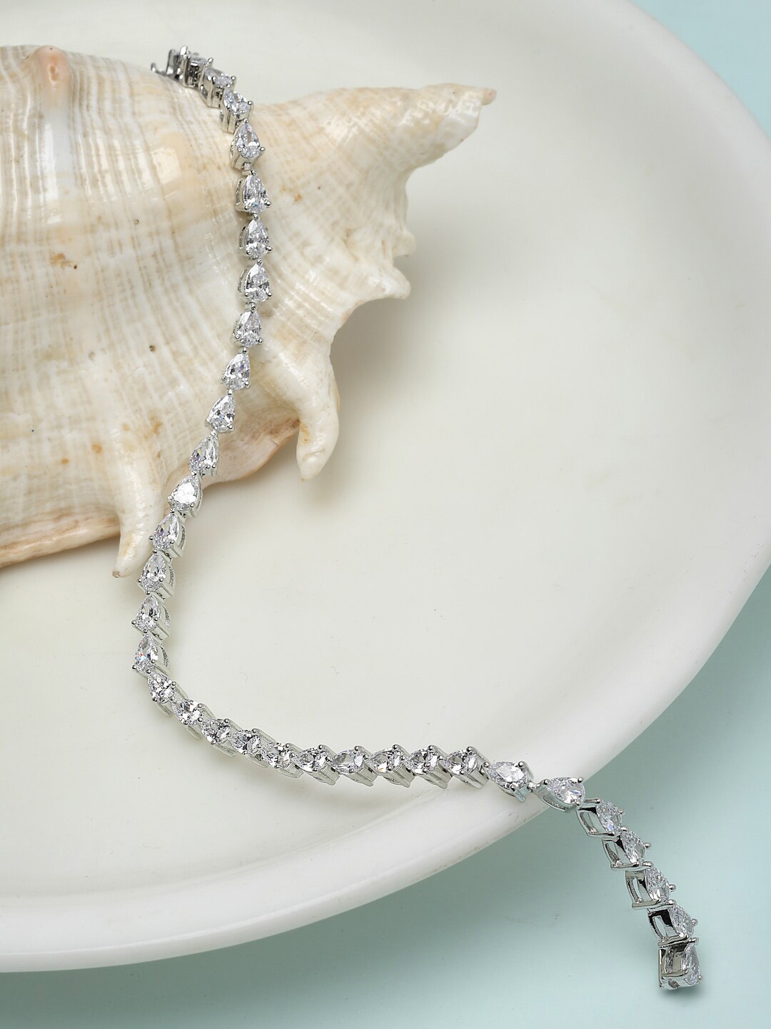 

Pissara by Sukkhi Women 925 Sterling Silver Cubic Zirconia Link Bracelet