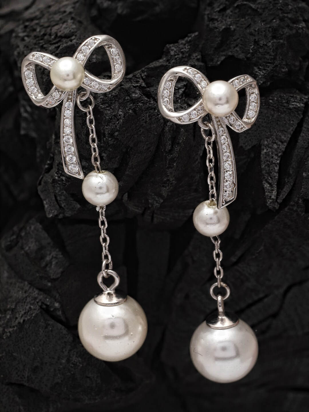 

Pissara by Sukkhi Rhodium-Plated Contemporary Drop Earrings, Silver