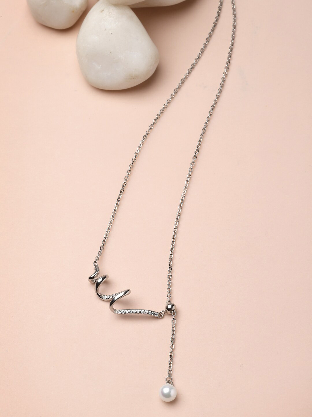 

Pissara by Sukkhi 925 Sterling Silver CZ-Studded Pendant With Chain
