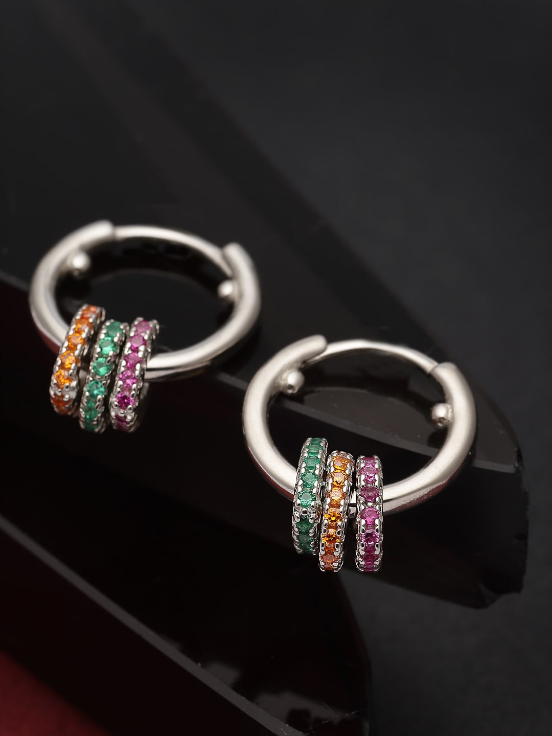 

Pissara by Sukkhi Rhodium-Plated Circular Hoop Earrings, Silver