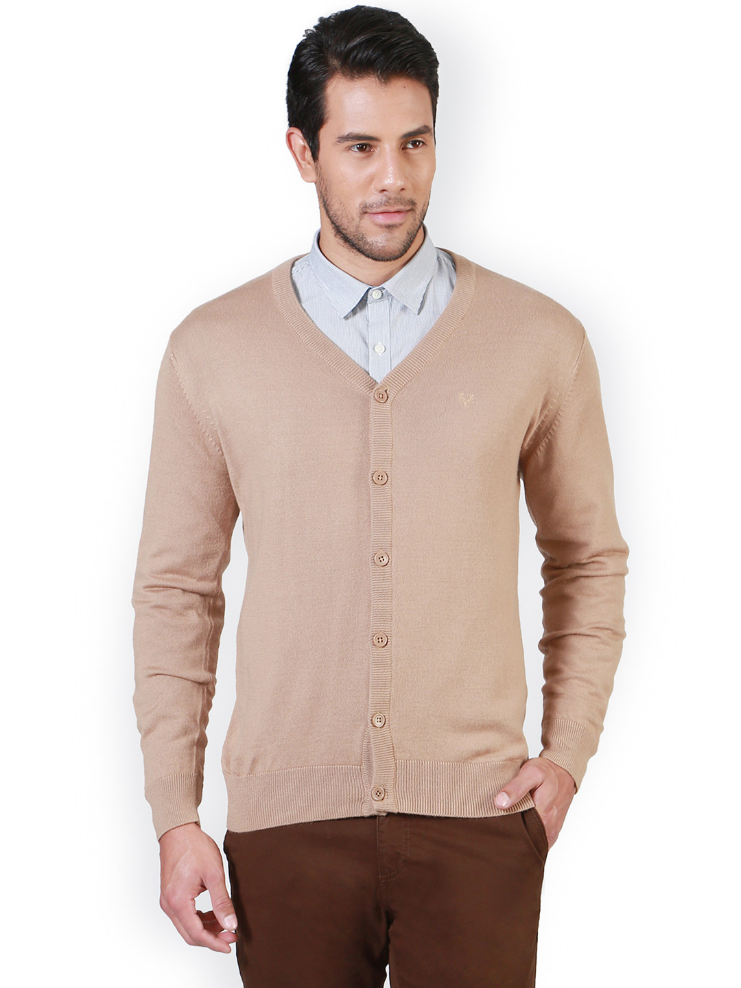 

Allen Solly Men Beige Solid Cardigan