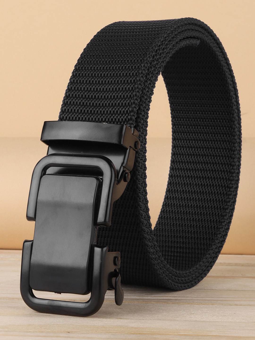 

ZORO Men Textured Canvas Wide Belt, Black