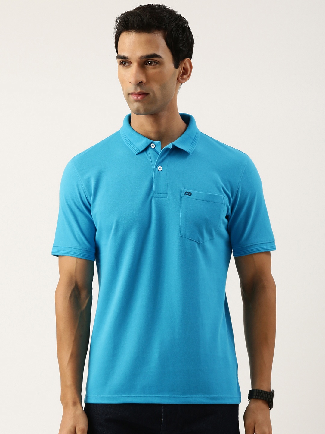 

Peter England Men Polo Collar T-shirt, Turquoise blue