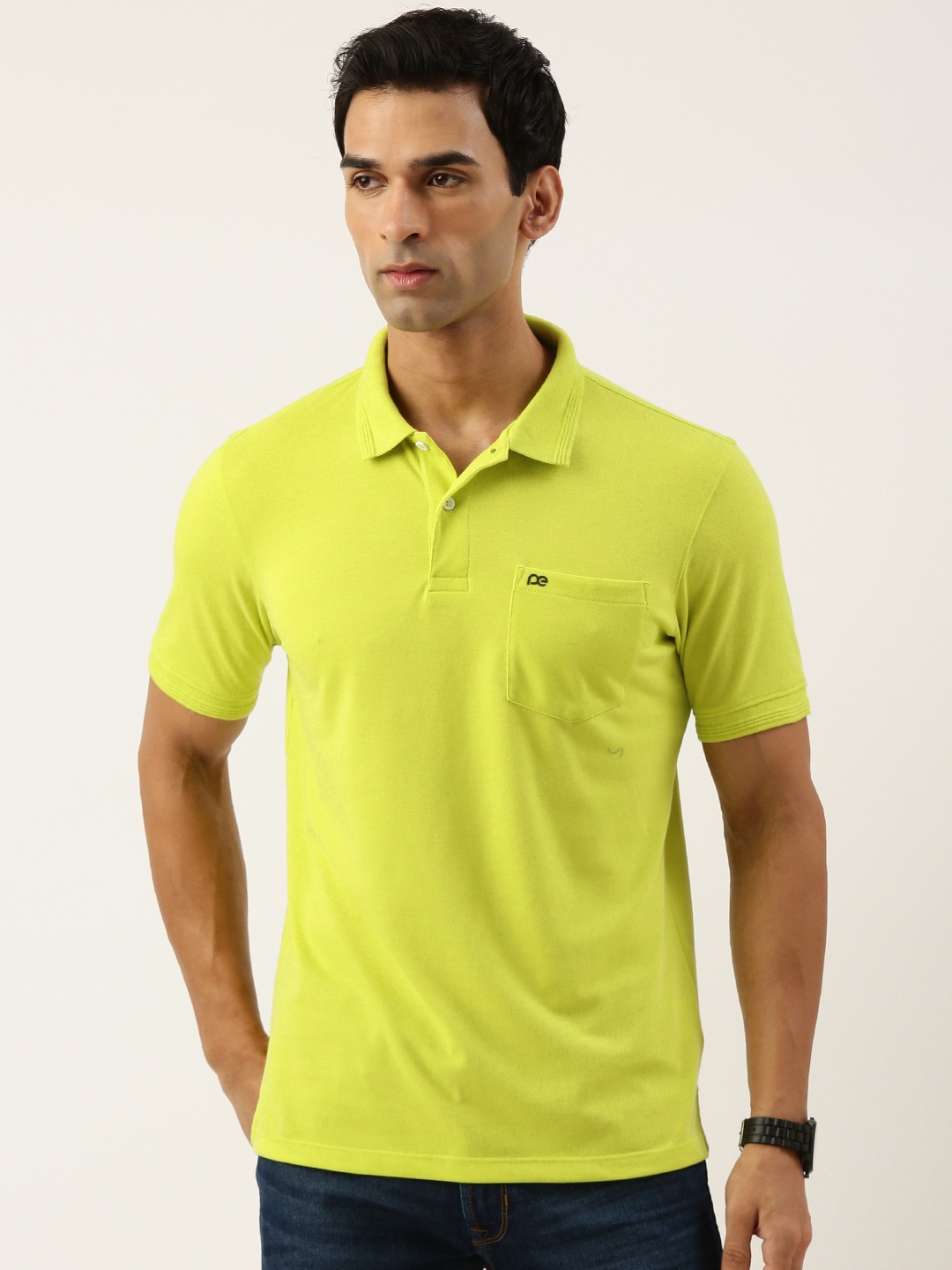 

Peter England Men Polo Collar T-shirt, Yellow