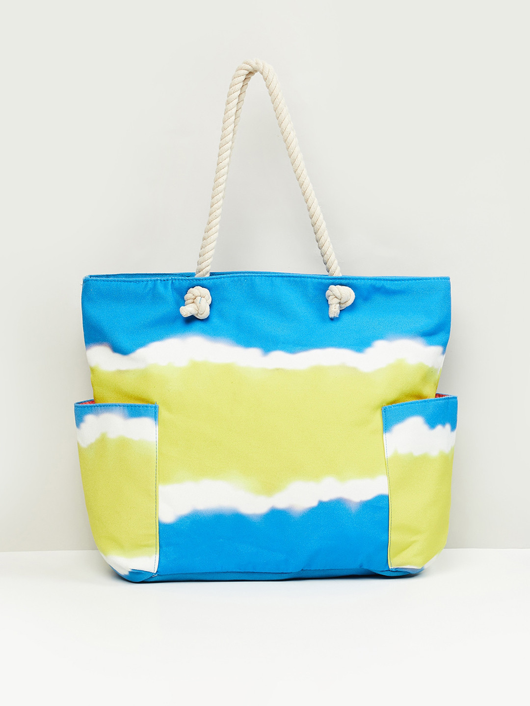 

max Abstract Printed Oversized Structured Tote Bag, Yellow