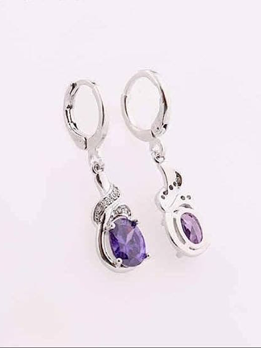 

VIEN Silver-Plated Cubic Zirconia Stainless Steel Contemporary Drop Earrings