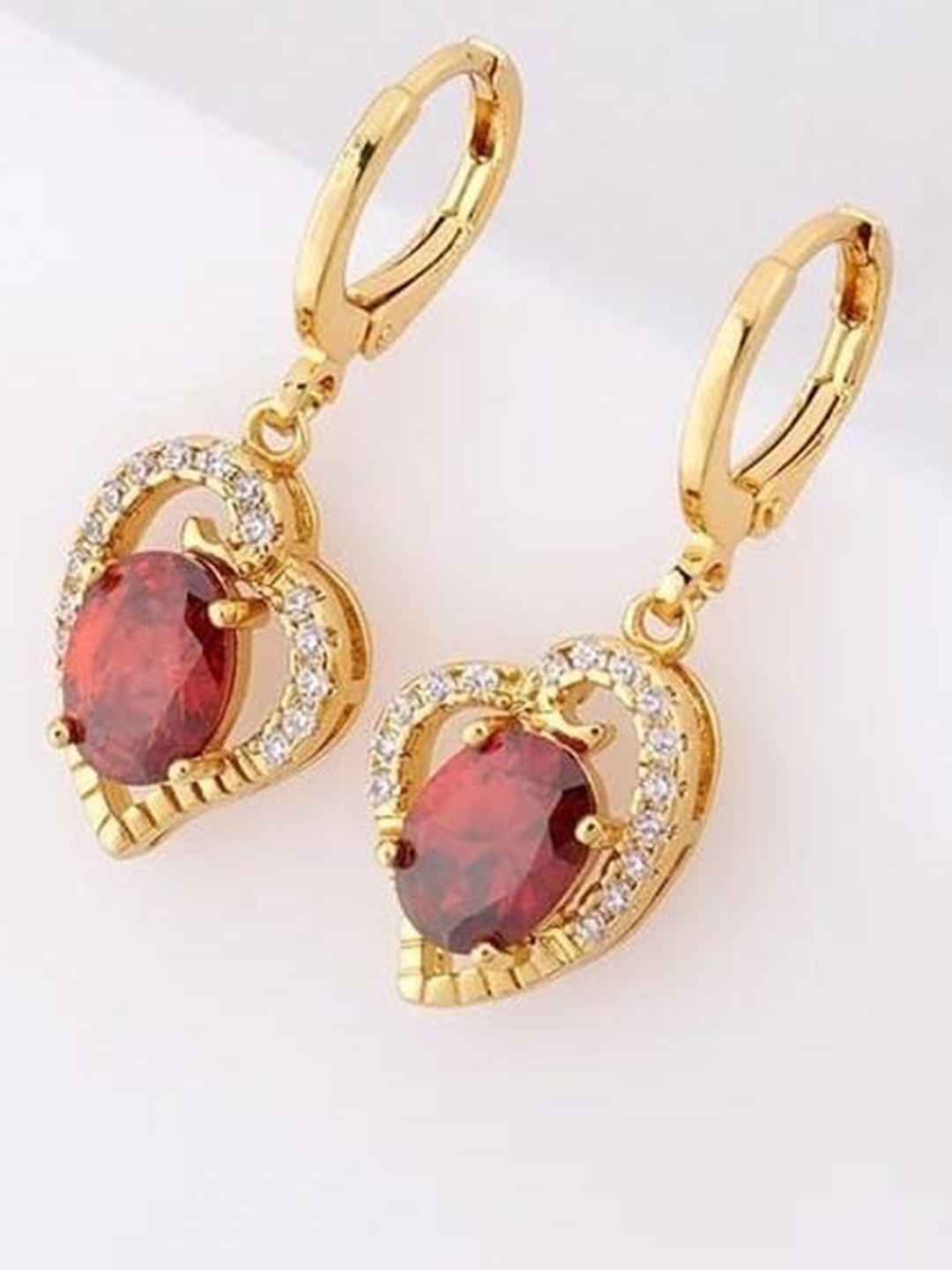 

VIEN Gold-Plated Cubic Zirconia Stainless Steel Contemporary Drop Earrings