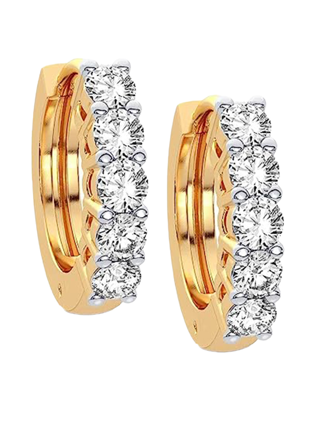 

VIEN Gold-Plated Cubic Zirconia Stainless Steel Contemporary Hoop Earrings