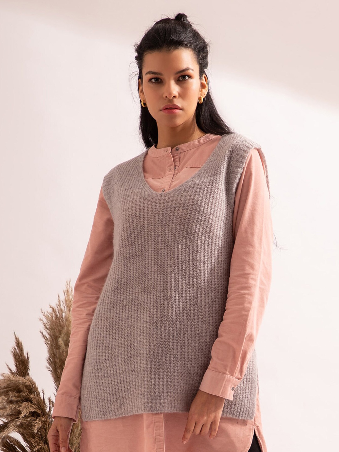 

B.Copenhagen Cable Knit Sweater Vest, Grey
