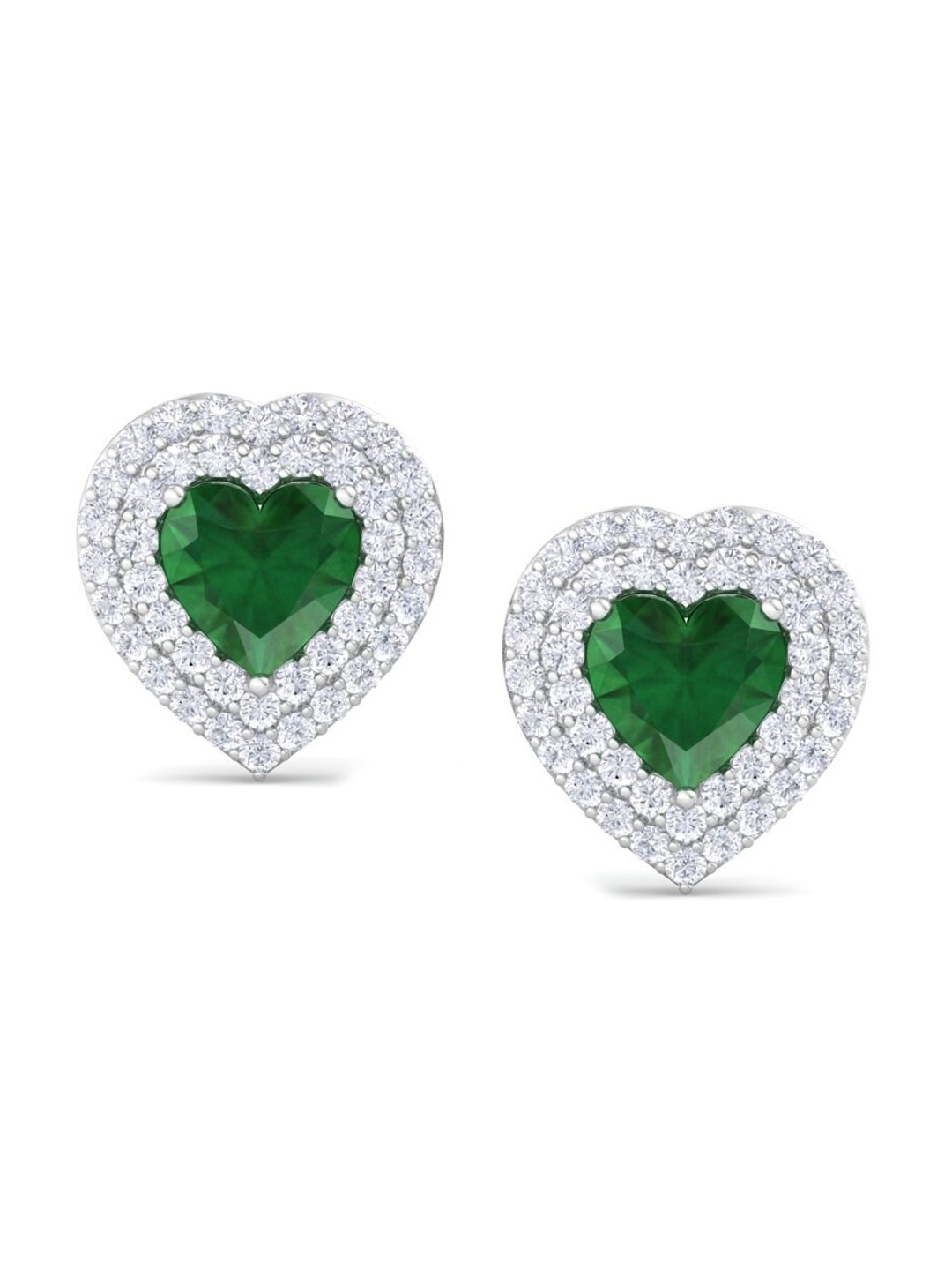

Inddus Jewels 925 Sterling Silver Heart Shaped Cubic Zirconia Studs Earrings