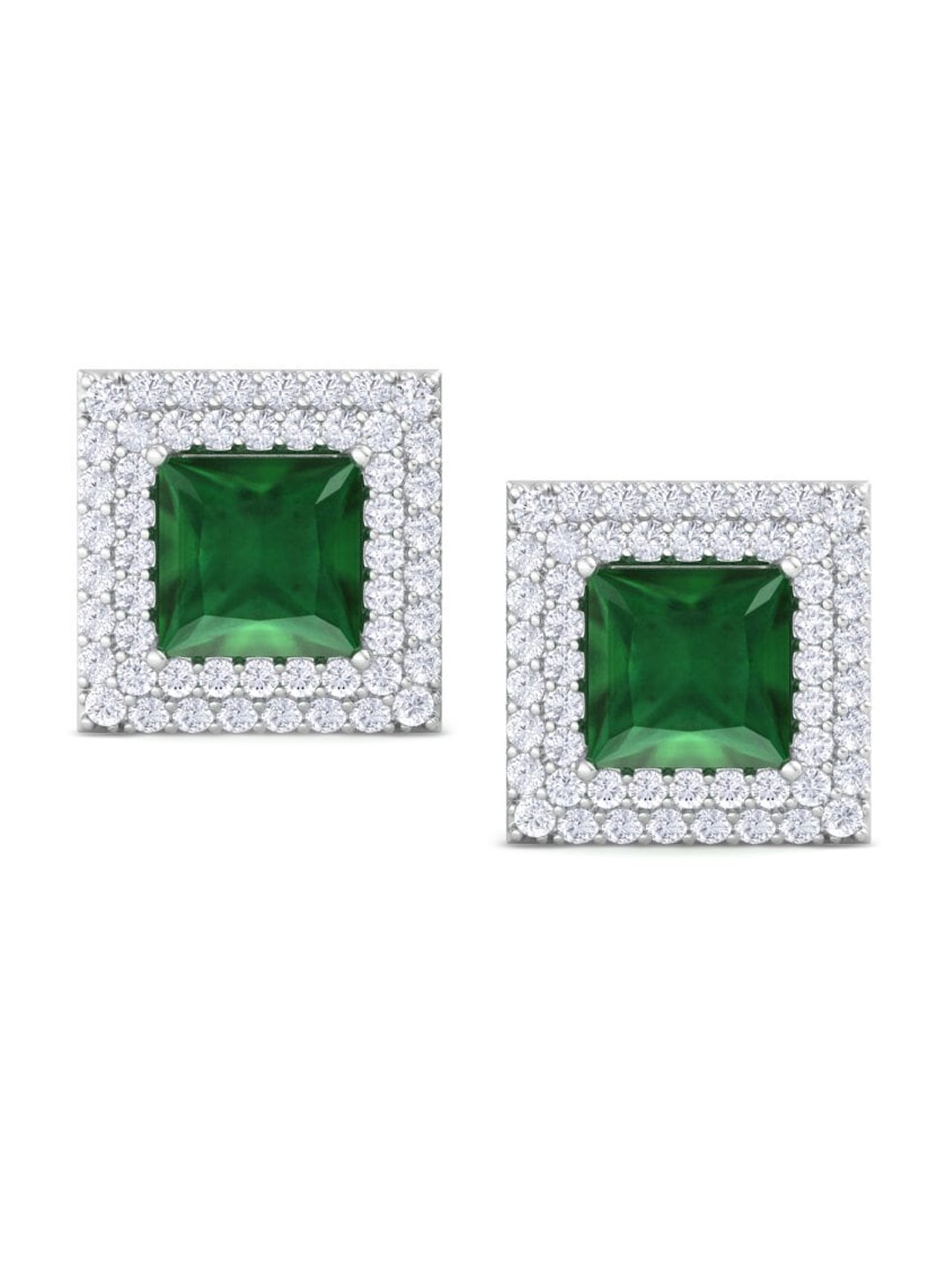 

Inddus Jewels Rhodium-Plated Square Studs Earrings, Silver