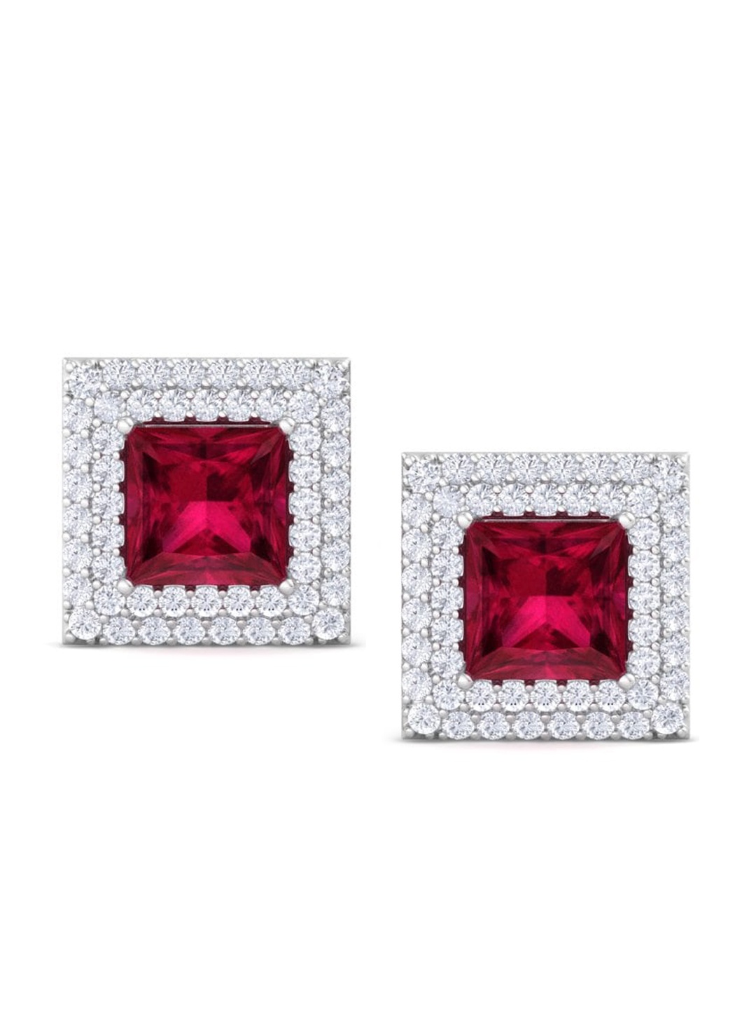 

Inddus Jewels Rhodium-Plated Square Studs Earrings, Silver