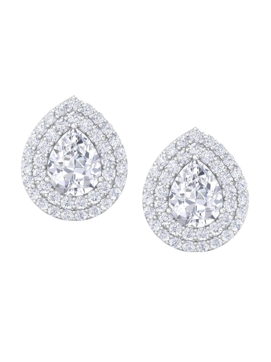 

Inddus Jewels 925 Sterling Silver Teardrop Shaped Cubic Zirconia Studs Earrings