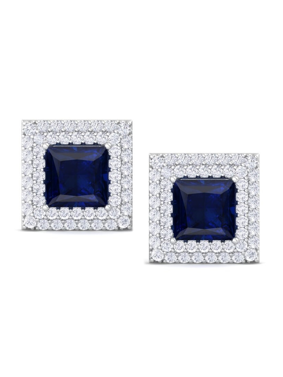 

Inddus Jewels Rhodium-Plated Square Studs Earrings, Silver